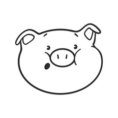 Emoji pig for coloring book. Emoticon icon