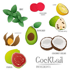 Intense fruits ingredients vector illustration