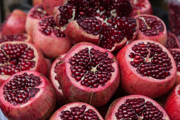 pomegranate colorful on the istanbul market, turkey.