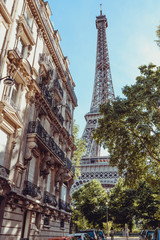 Fototapeta premium Paris Eiffel Tower in Paris, France. Eiffel Tower is one of the most iconic landmarks in Paris.