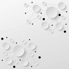Technology background. Paper cut circles with shadows and lines. Vector illustration.