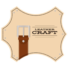leather belt with metal buckle in the frame