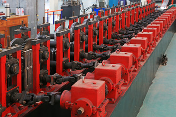transmission device on the production line, in a solar equipment production workshop on december 22, 2013, tangshan, china.