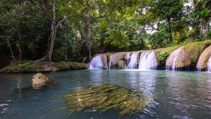 Nhan sawan waterfall with seaweed at Nakhon si thammarat province, Thailand.