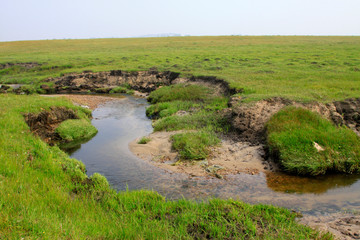 small river in the WuLanBuTong grassland, China