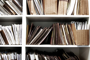 Files on Shelf Organized for Office Work