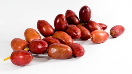 A bunch of fresh red date fruits
