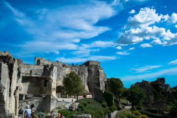 Ruins of the medieval fortress of Les-Baux-De-Provence in the Alpilles regional park in France