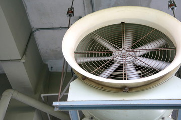 Ventilation System Parking Lot. Big fan.construction work.