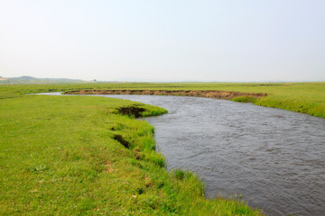 Tuligen River scenery in the grassland, Xilin gol league, China © junrong