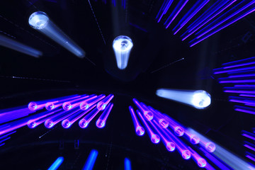 stage lighting effect in the dark, closeup photo