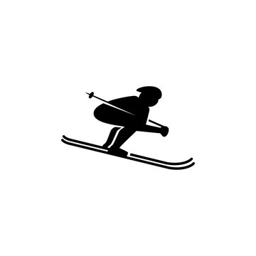 Skiing Sport Simple Flat Logo