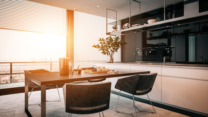 modern interior of kitchen