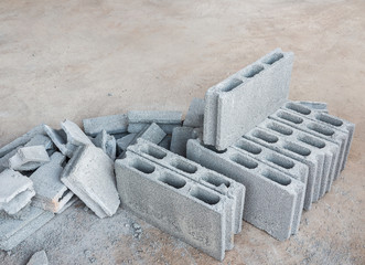 Cement block pile.