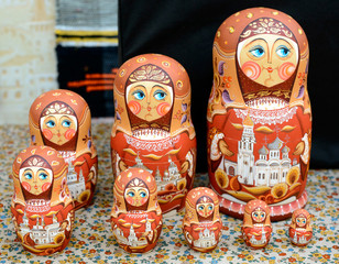 Set of matrioshka dollsMatryoshka. Russian wooden dolls with hand-painted. Traditional Russian...