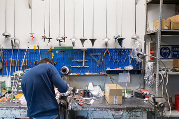 Fencing prop maker at work