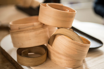 Collection of shaving curls from wood plane used for making Cello or, violoncello,