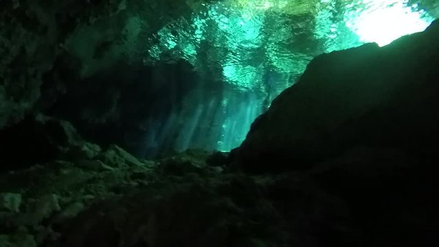 Mexico cenotes cave diving ray lights