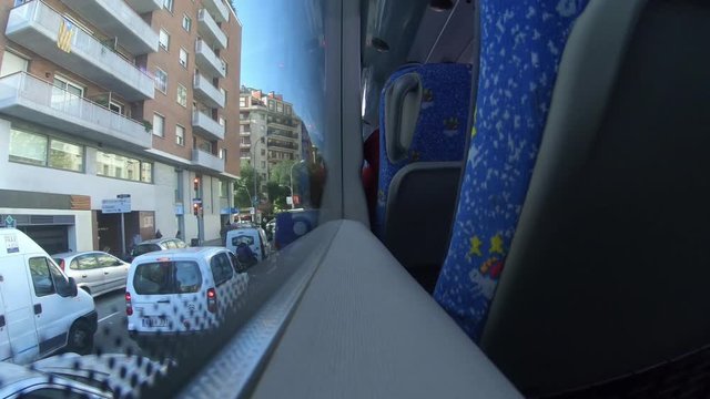 bus transport barcelona street road cars city