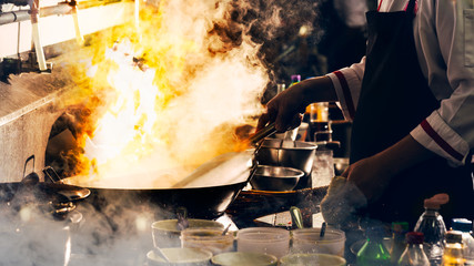 Chef busy cooking