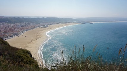 bay of nazare village at portuguese coast