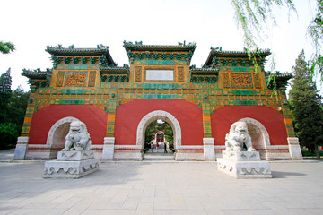 traditional Chinese style memorial arch in the Beihai Park，Beijing, China