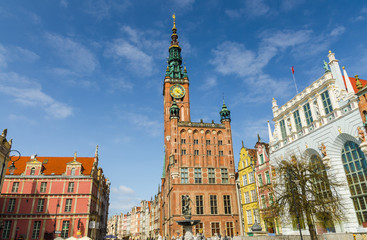City Hall at Dluga Long Market street, Gdansk, Poland