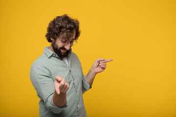 young bearded businessman expressing a concept