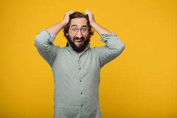 young bearded businessman expressing a concept