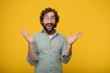 young bearded businessman expressing a concept