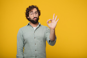 young bearded businessman expressing a concept