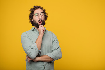 young bearded businessman expressing a concept