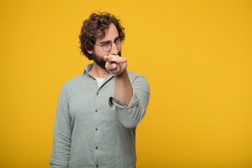 young bearded businessman expressing a concept