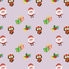 cute santa owl pattern christmas