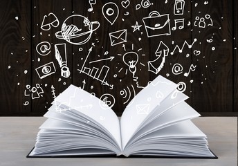 Book with business drawing,Entrepreneurship training concept.