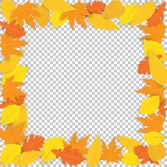 Naklejka na ściany i meble Frame of autumn yellowing leaves trees for design and decoration. Vector Illustration. EPS 10