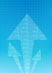 Vector : Increasing arrow with stock board on blue background