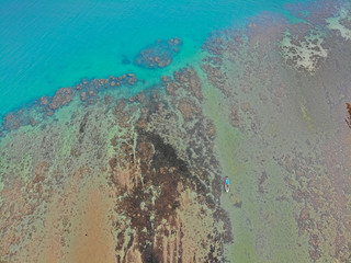 Sea and boat beach coast aerial view