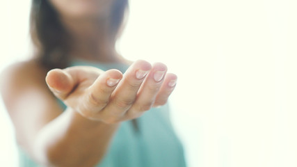 Inviting invitation Gesture by young woman