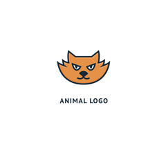 Cat silhouette logo. Vector abstract minimalistic illustration veterinary. Kitten icon. Pet, pet shop, zoo, clinic vector flat style logotype modern.
