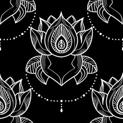 lotus flower seamless floral pattern