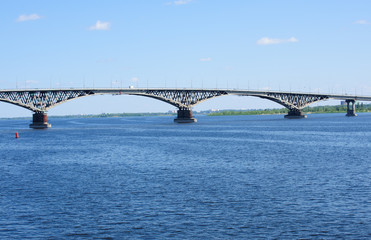 Bridge above river Volga, Russia, Saratov.