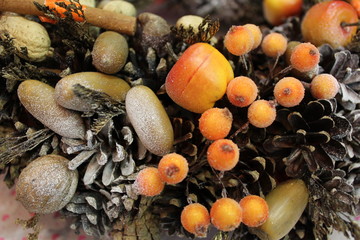 Christmas wreath with yellow frosty berries