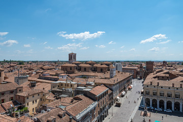 Naklejka premium View from tower of Este castle (Castello Estense), Ferrara, Italy