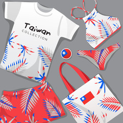 Set of National Beachwear : Taiwan : Vector Illustration