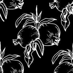pomegranate tropical fruit seamless pattern