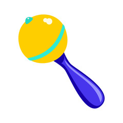 A toy for a child is a rattle for a boy, a blue toy. Vector illustration. EPS 10.