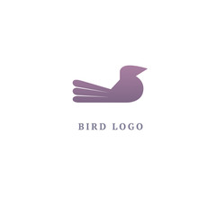Bird silhouette logo. Vector abstract minimalistic illustration flying fowl. Pigeon icon. Zoo, pet shop, farm, bird feather, wild nature vector flat style logotype modern.