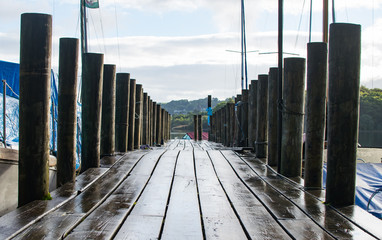 Marina passage way wooden deck