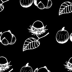 rambutan, longan tropical fruits seamless pattern